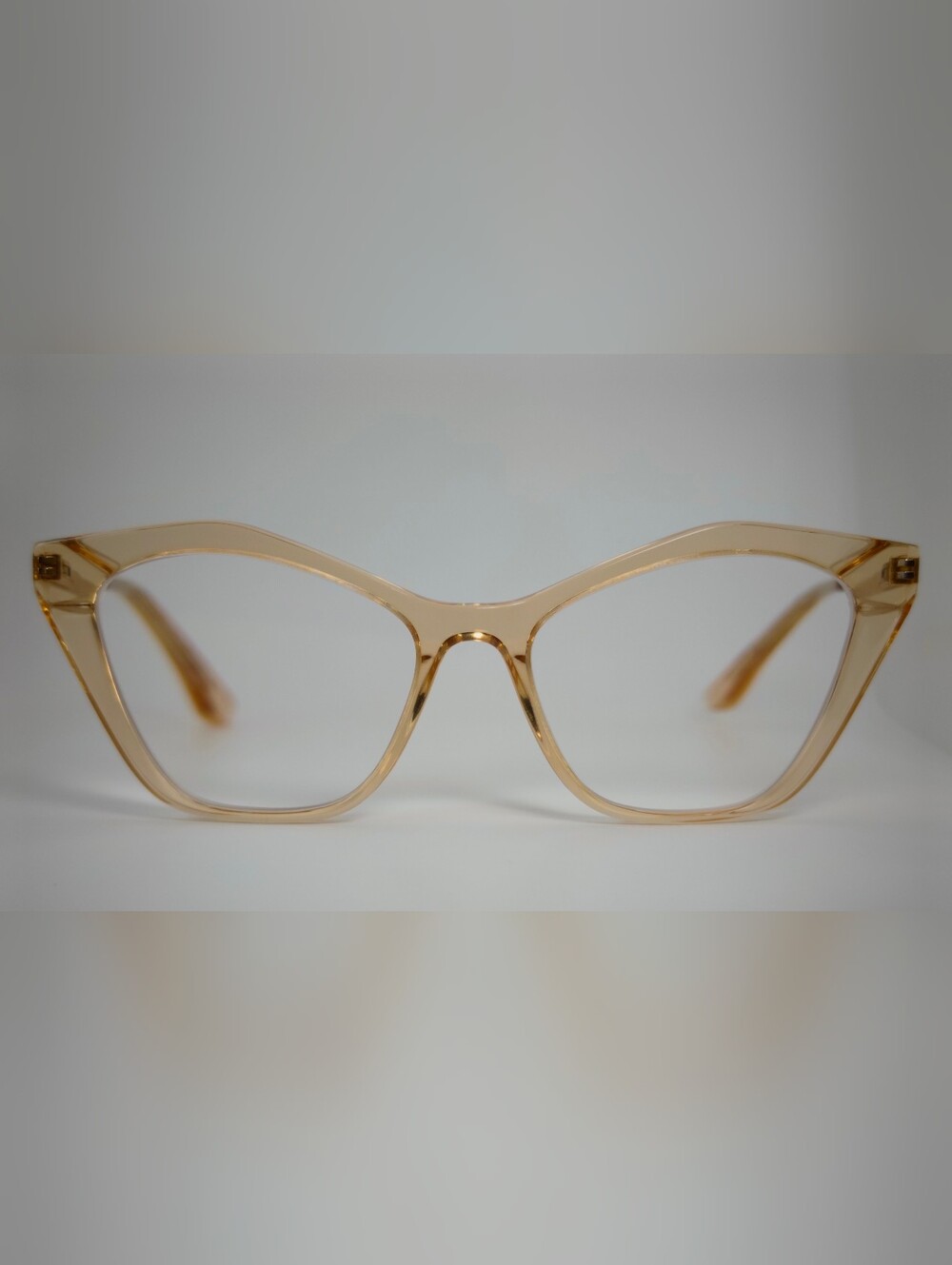 Tiffany. Transparent Beige Cat-Eye Women's Glasses - Classic Chic